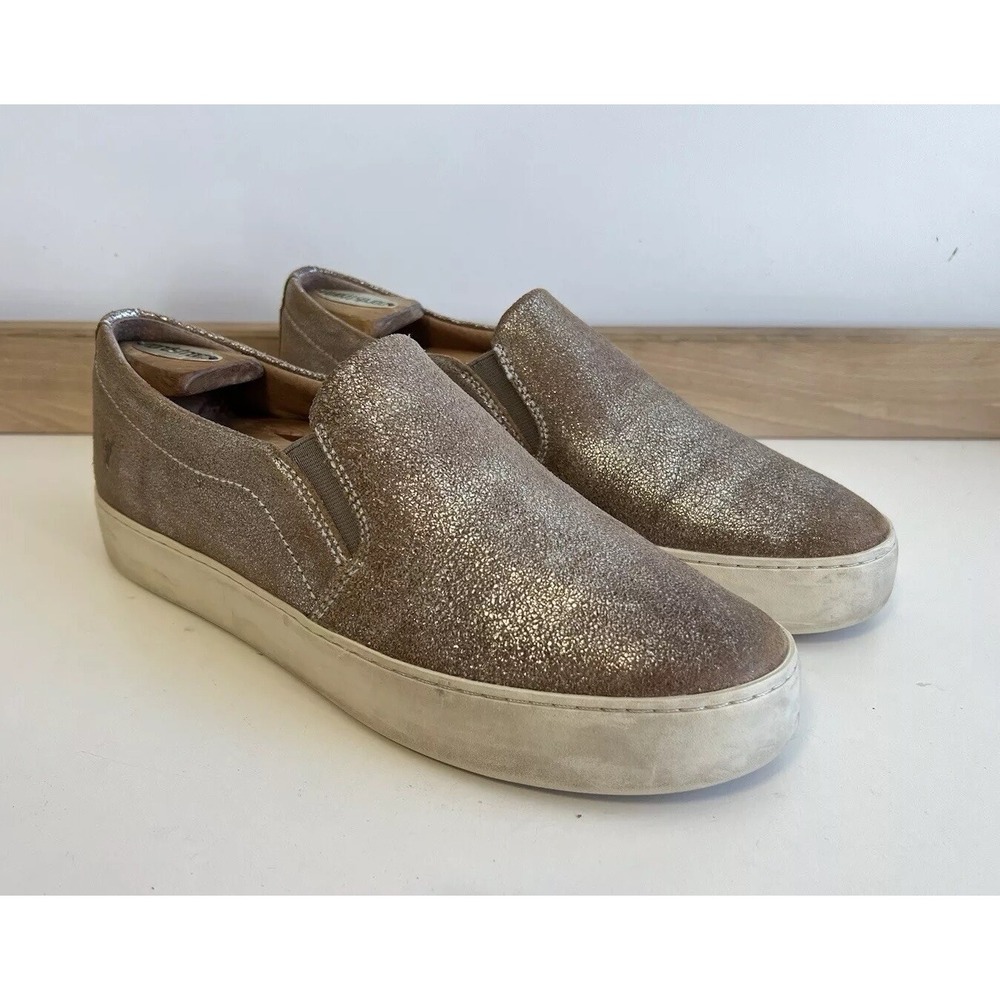 FRYE Ivy Slip On Metallic Gold Leather Sneakers / Women's 10